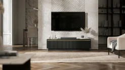 Szafka RTV Nowczesna Komoda Glamour Czarny MAT 140 cm