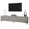 Szafka RTV OXFORD 175 cm szary mat na złotych nogach