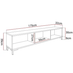 Szafka RTV OXFORD 175 cm szary mat na złotych nogach
