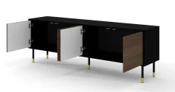 Szafka RTV SHERWOOD 180 cm 4D czarny mat/dąb catania