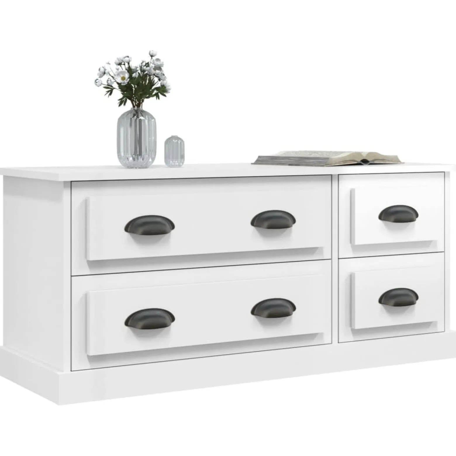 Szafka RTV Stolik Pod Telewizor Szafka Półka Biały Połysk 100x35.5x45 cm