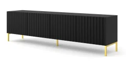 Szafka RTV WAVE 200 cm 4D frez czarny mat