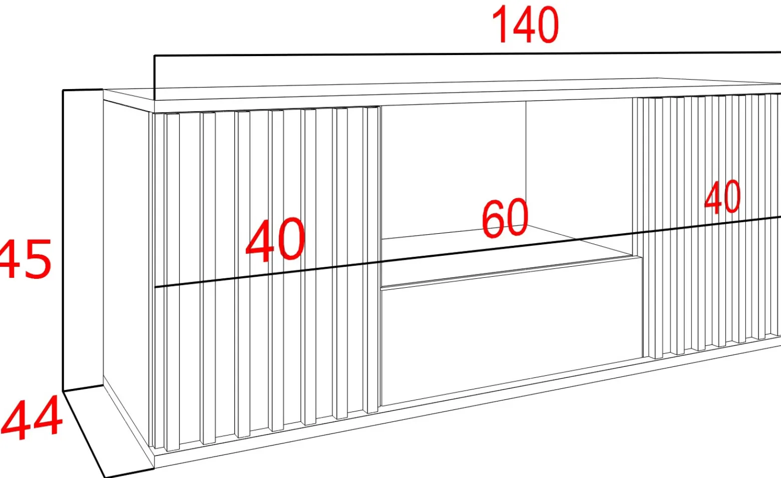 Szafka RTV z lamelami 140 cm NELGARI