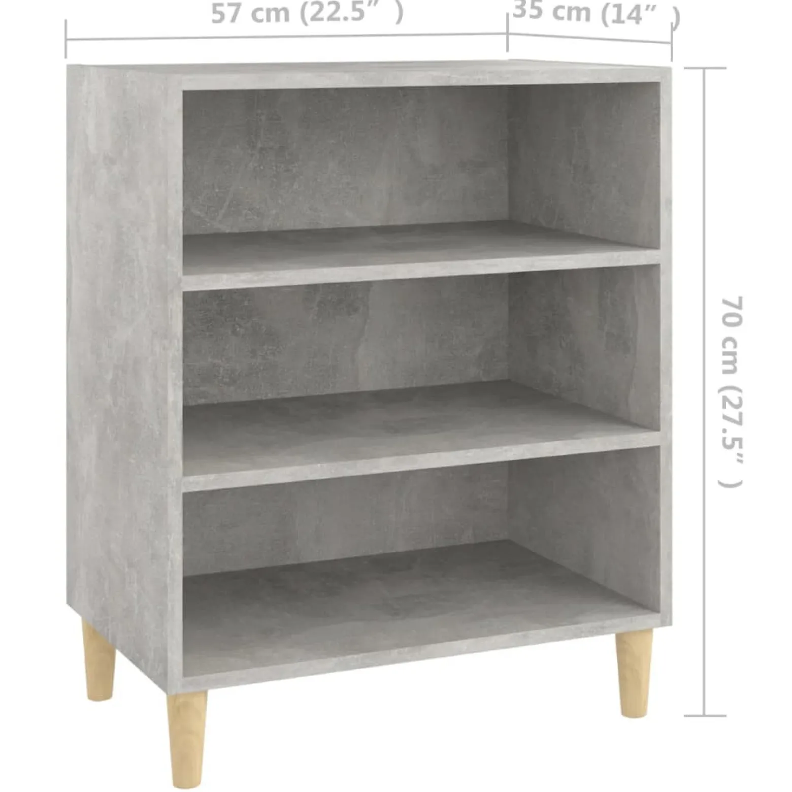 Szafka Szara Beton z Półkami 57x35x70 cm do Salonu Pokoju Sypialni