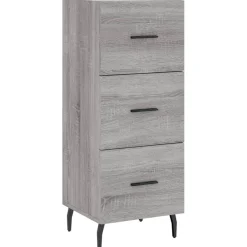 Szafka Szara Dąb Sonoma z Drzwiami Szklanymi 34.5x34x180 cm