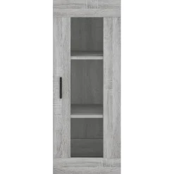 Szafka Szara Dąb Sonoma z Drzwiami Szklanymi 34.5x34x180 cm