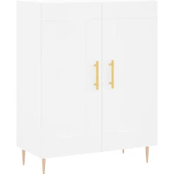 Szafka Witrynka Biała z Drzwiami 69.5x34x180 cm do Salonu Pokoju