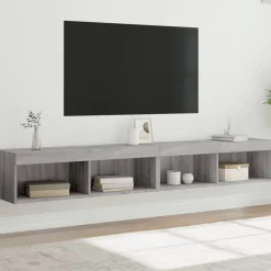 Szafki TV z LED 2 szt. szary dąb sonoma 100x30x30 cm