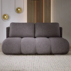 Szara sofa z funkcją spania i pojemnikiem pikowana MISTY boucle