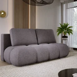 Szara sofa z funkcją spania i pojemnikiem pikowana MISTY boucle