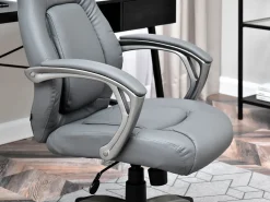 Szary Ekoskórzany Fotel Deker - Ergonomiczny Do Biura