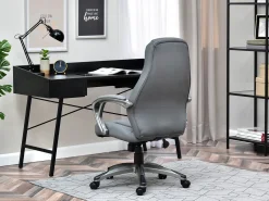 Szary Ekoskórzany Fotel Deker - Ergonomiczny Do Biura