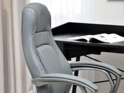 Szary Ekoskórzany Fotel Deker - Ergonomiczny Do Biura