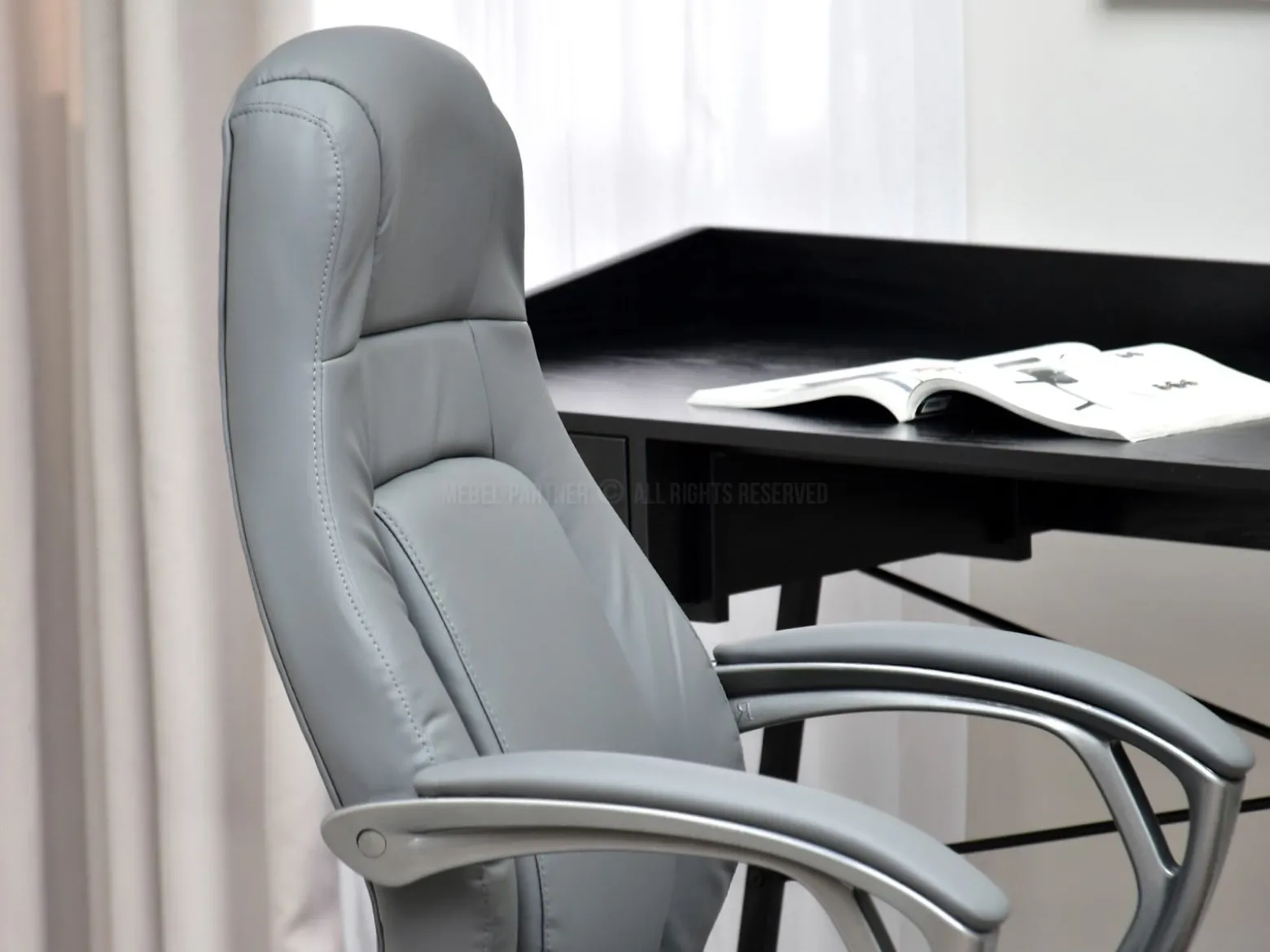Szary Ekoskórzany Fotel Deker - Ergonomiczny Do Biura