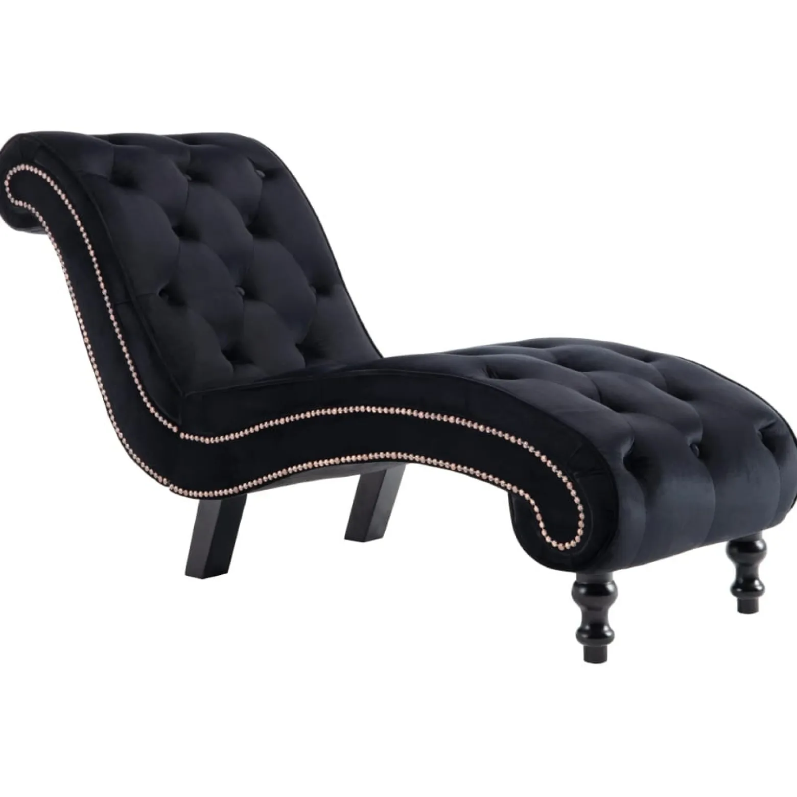 Szezlong Czarny Tapicerowany Leżanka Sofa Fotel Łóżko Aksamit