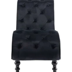 Szezlong Czarny Tapicerowany Leżanka Sofa Fotel Łóżko Aksamit
