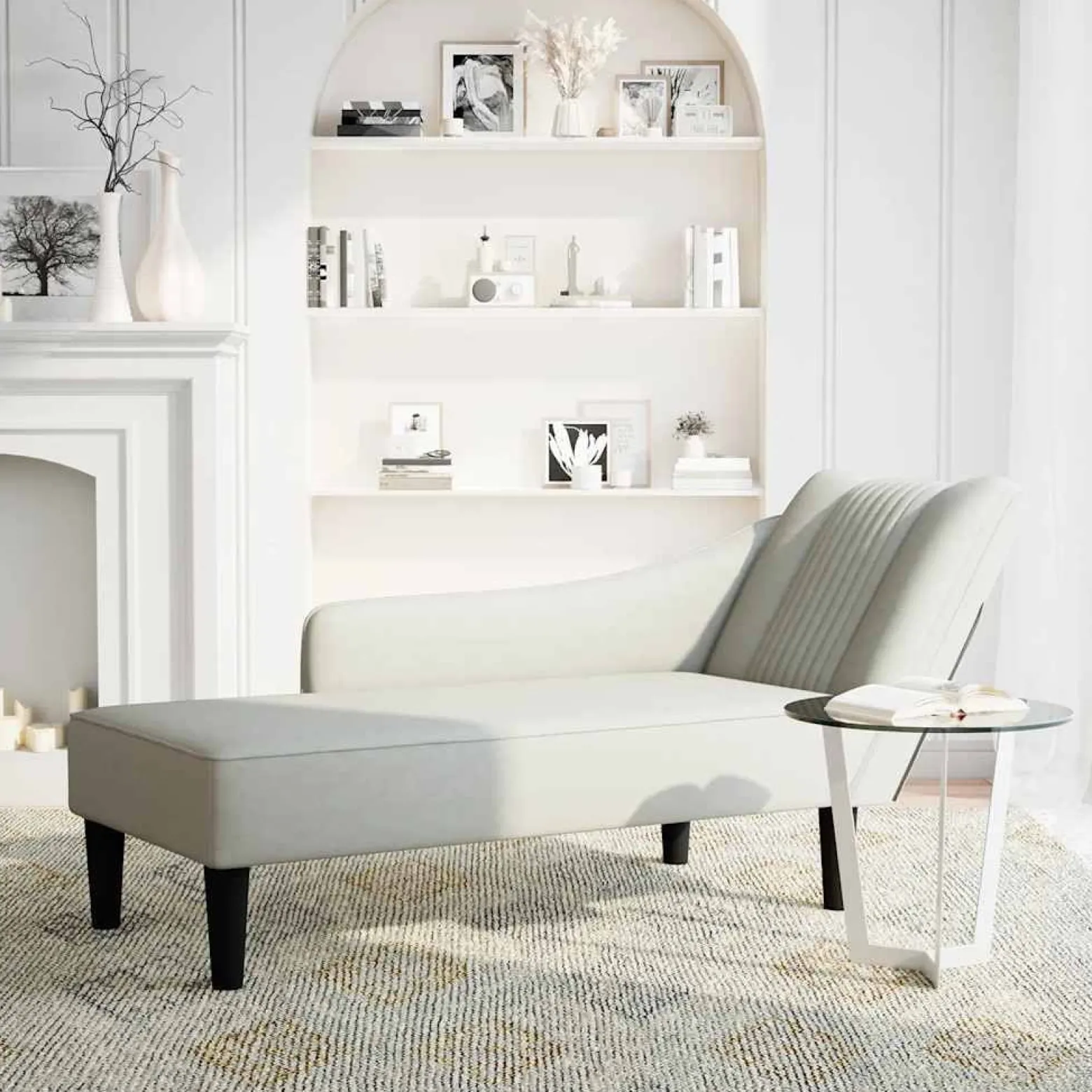 Szezlong Szary Tapicerowany Leżanka Sofa Fotel Łóżko Aksamit