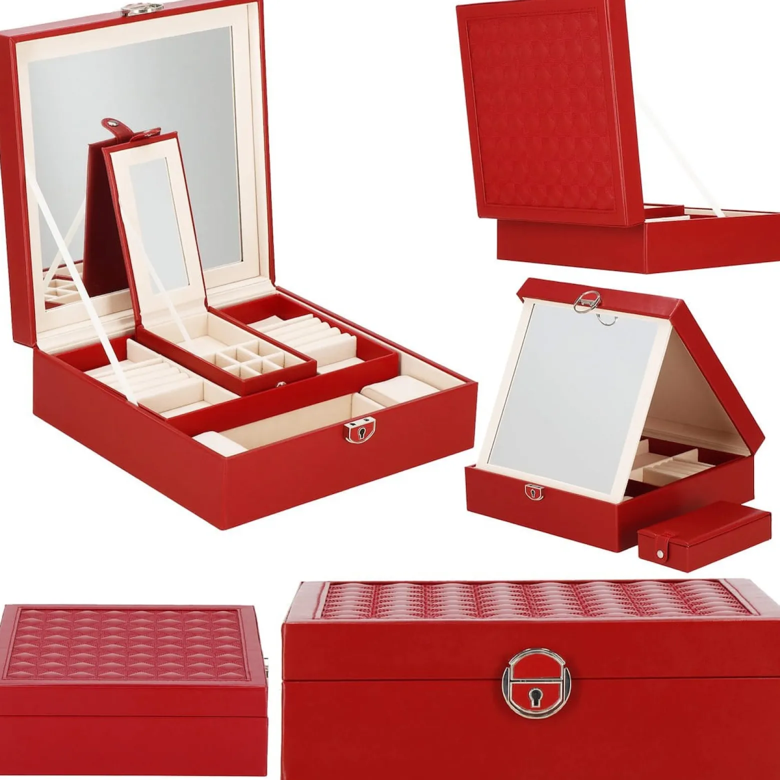 Szkatułka na biżuterię ekoskóra 25x25x8,5 cm organizer