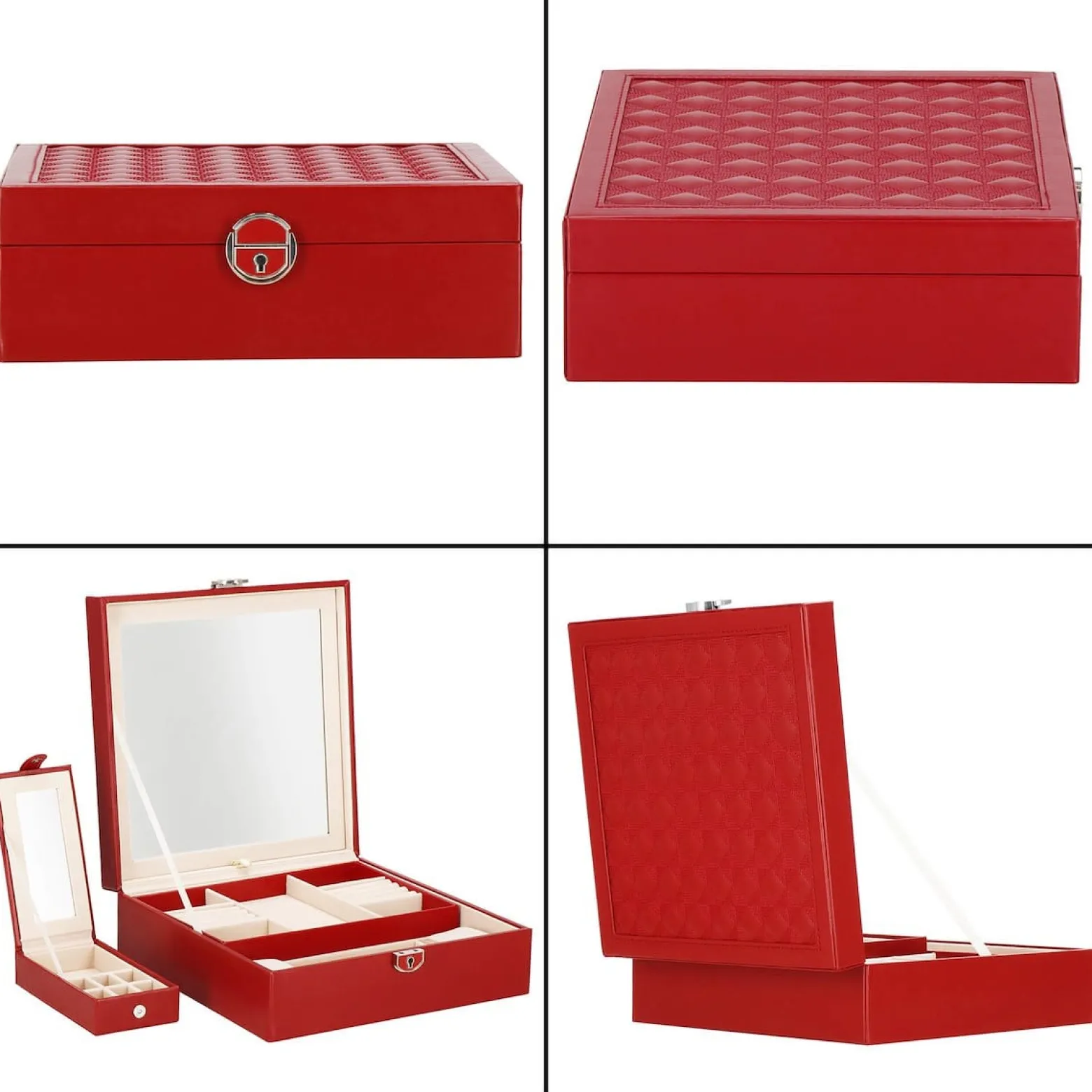 Szkatułka na biżuterię ekoskóra 25x25x8,5 cm organizer