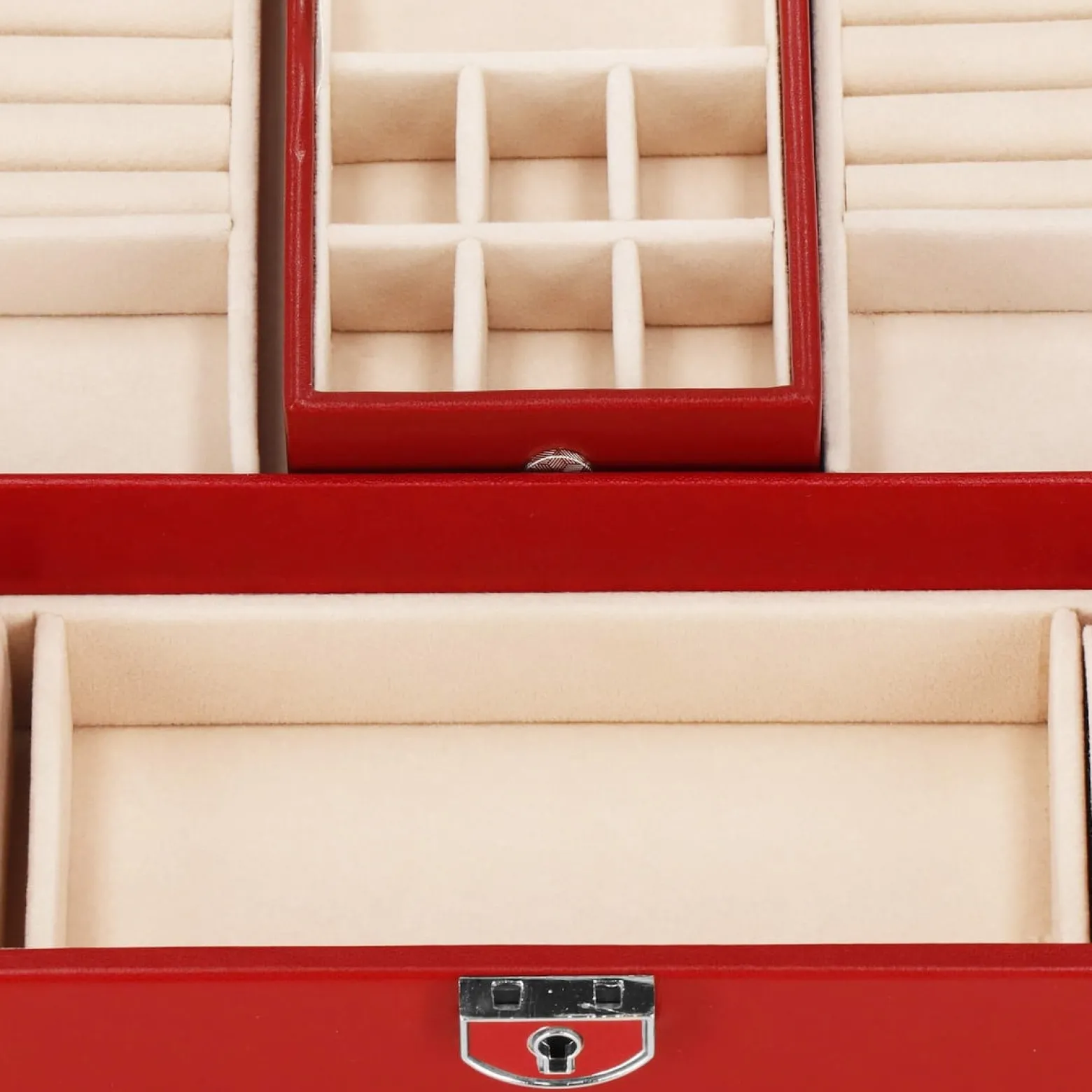 Szkatułka na biżuterię ekoskóra 25x25x8,5 cm organizer