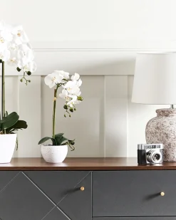 Sztuczna roślina biała orchidea w doniczce 42 cm