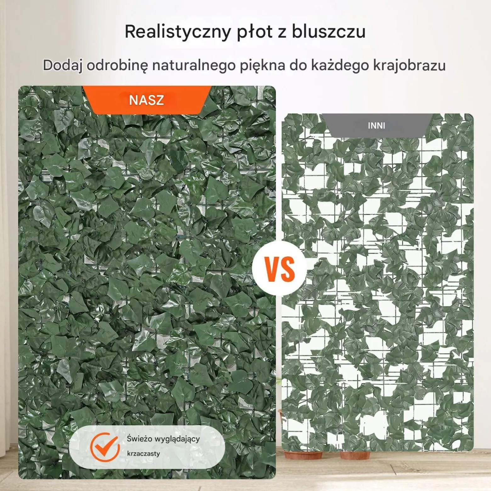 Sztuczny Żywopłot 990 x 2490 mm Mata Osłonowa z Liśćmi Bluszczu