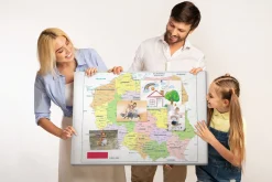 Tablica korkowa z nadrukiem do sypialni + pinezki Mapa