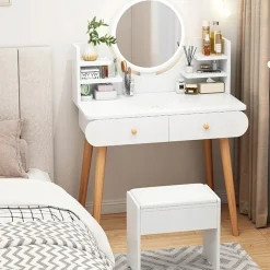 Toaletka kosmetyczna lustro makijaż biała duża skandynawska loft nowoczesna