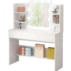 Toaletka kosmetyczna makijażu wizażu z lustrem led nowoczesna loft 110 cm