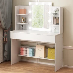 Toaletka kosmetyczna makijażu wizażu z lustrem led nowoczesna loft 110 cm