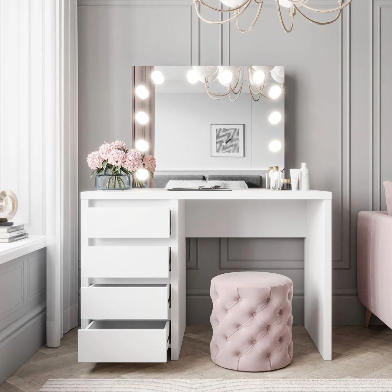 Toaletka kosmetyczna z lustrem GLAMOUR ESCADO ELITE PUSH