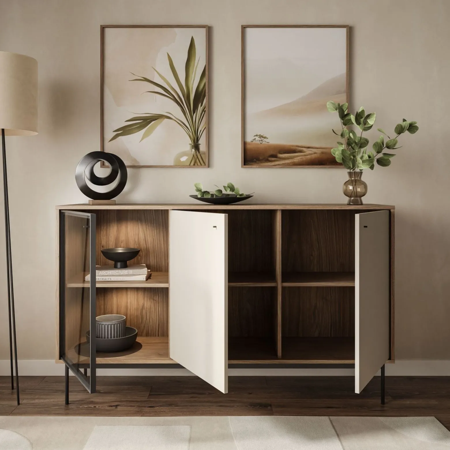 Trzydrzwiowa komoda ISA 3D z oświetleniem LED