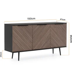 Trzydrzwiowa komoda Pinelli K3D z metalowymi nóżkami