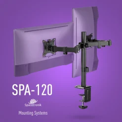 Uchwyt biurkowy na dwa monitory Spacetronik SPA-120