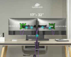Uchwyt biurkowy na dwa monitory Spacetronik SPA-120