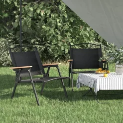 VidaXL krzesło składane Czarny 54 x 43 x 59 cm Poliester