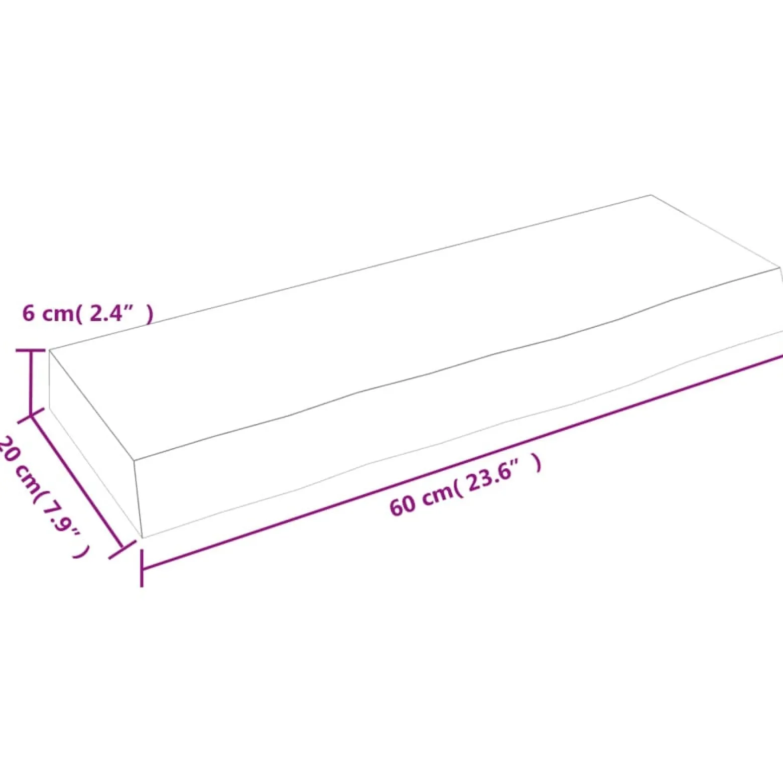 VidaXL Półka 60x20x6 cm surowe