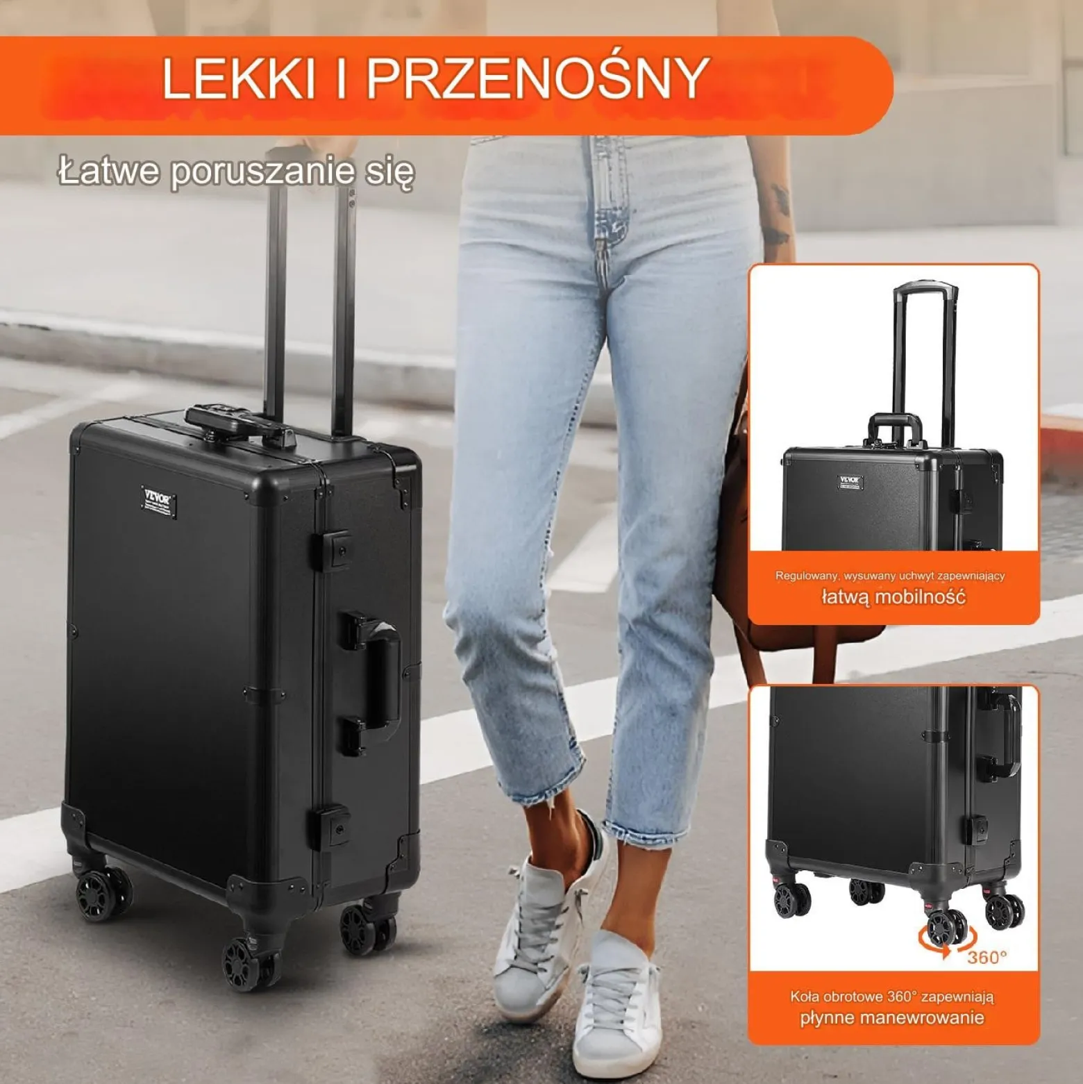 Walizka kosmetyczna do makijażu z lustrem i blokadą – 4 półki