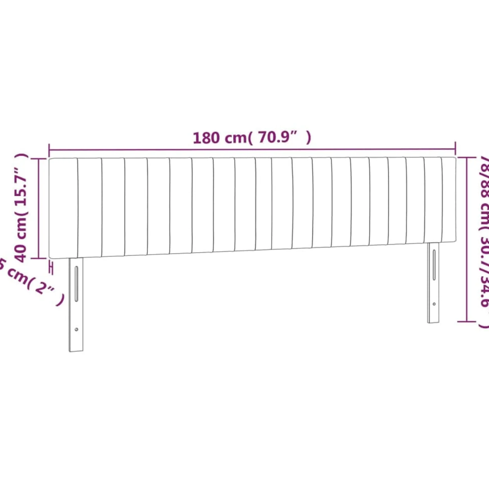 Wezgłowie Różowe 180 cm Aksamit Low vidaXL