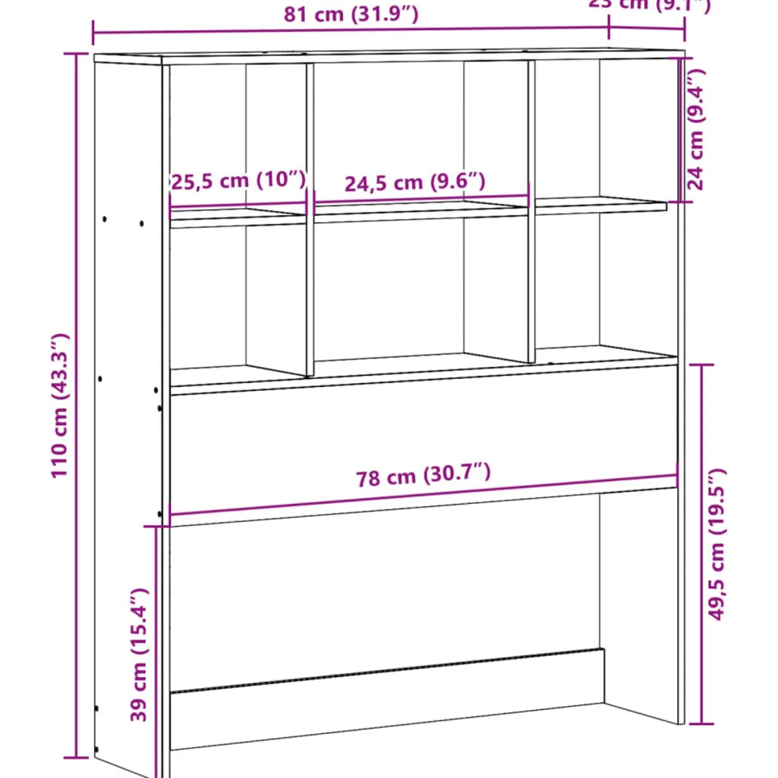 Wezgłowie Brąz 75 cm Drewno vidaXL