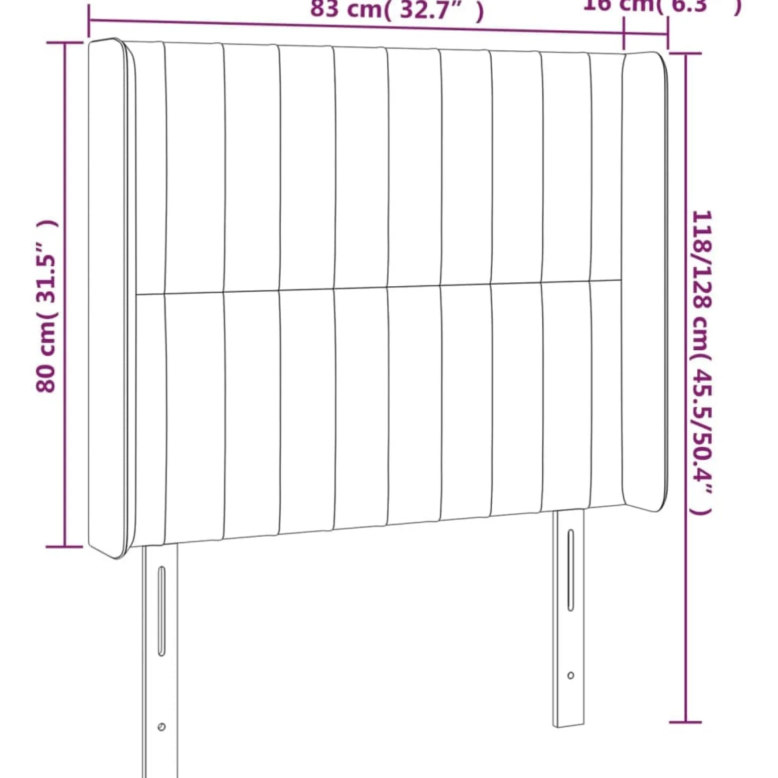 Wezgłowie Brąz 83 x 16 x 118/128 cm Tkanina vidaXL
