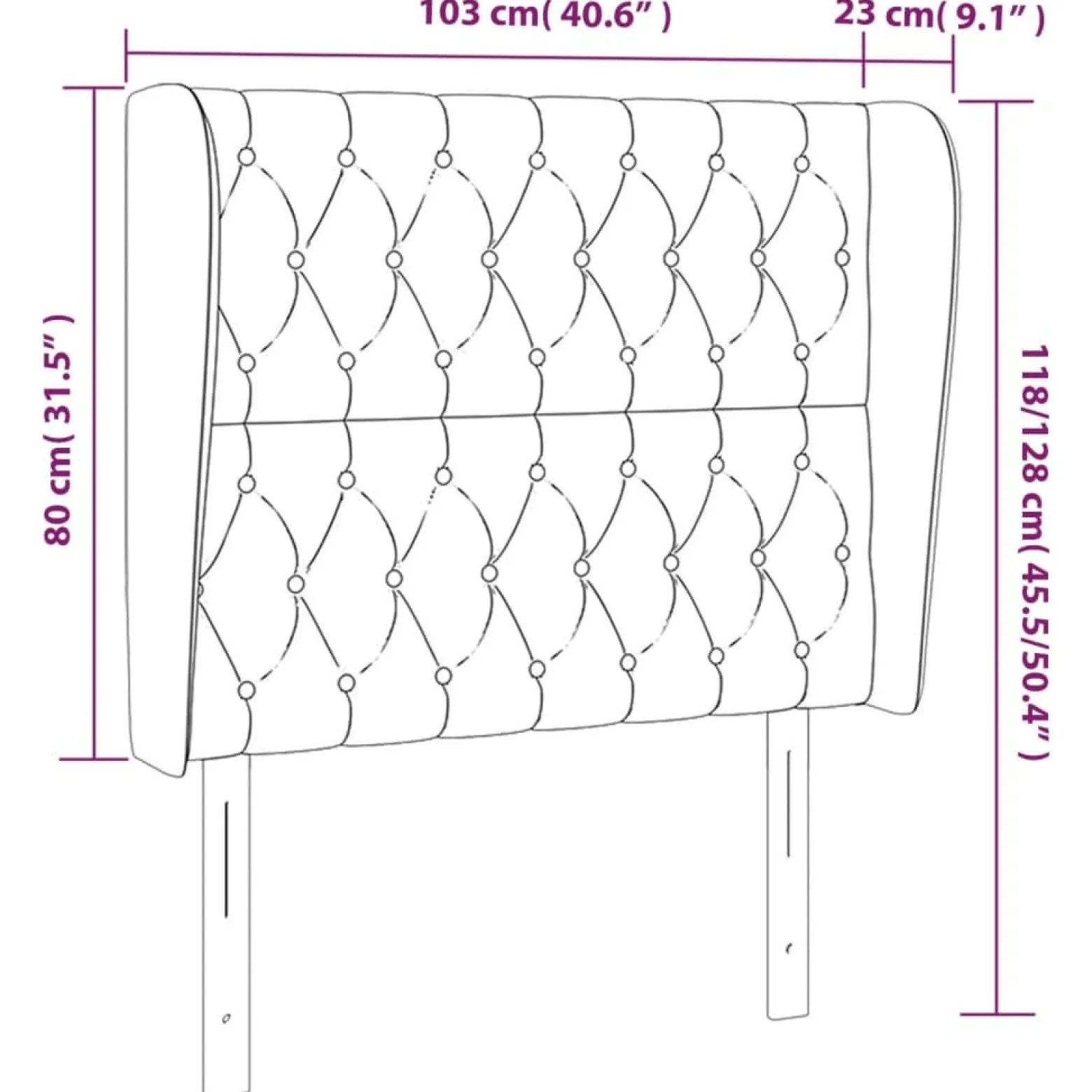 Wezgłowie Brąz 103 x 23 x 118/128 cm Tkanina vidaXL