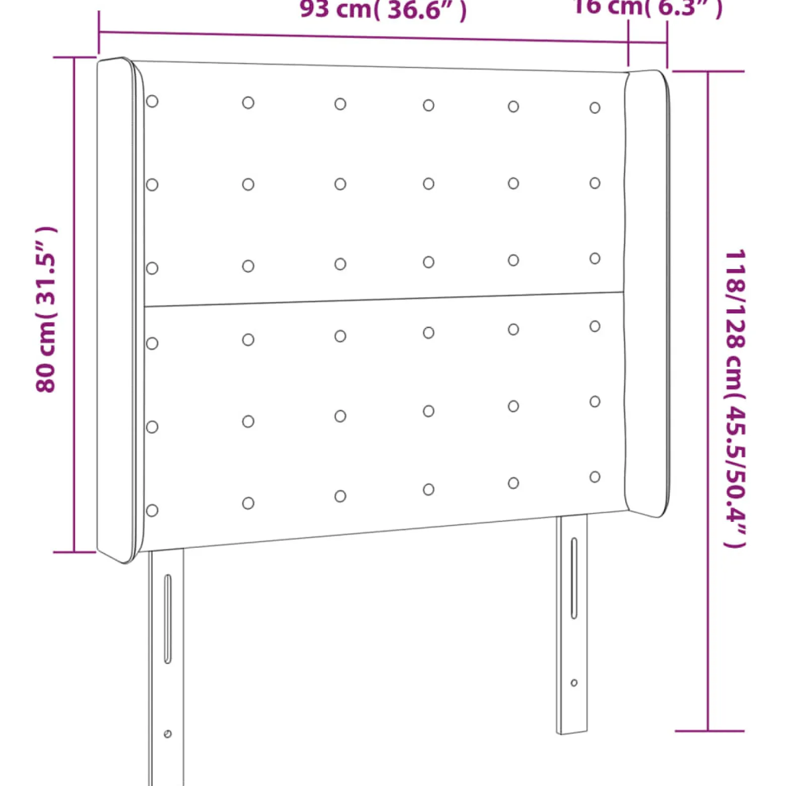 Wezgłowie Szary 93 x 16 x 118/128 cm Aksamit vidaXL