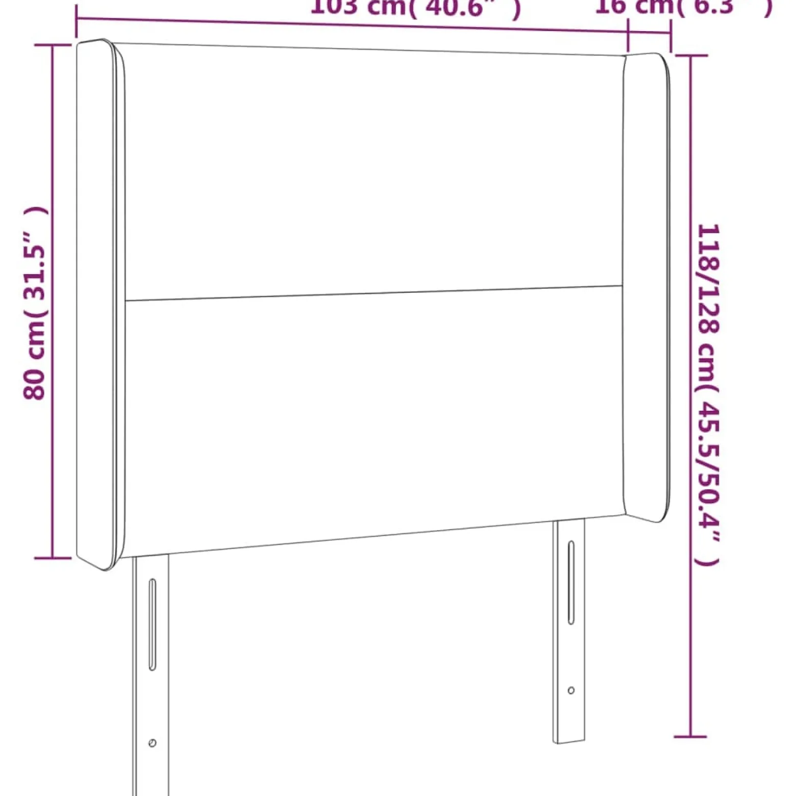 Wezgłowie Szary 103 x 16 x 118/128 cm Sztuczna skóra vidaXL