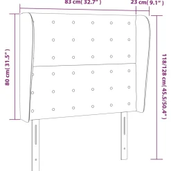 Wezgłowie Szary 83 x 23 x 118/128 cm Tkanina vidaXL