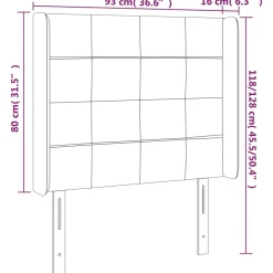 Wezgłowie Taupe 93 x 16 x 118/128 cm Tkanina vidaXL