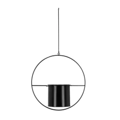 Wisząca metalowa doniczka czarna geometryczna na łańcuszku Esschert Design