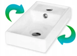 Wisząca szafka łazienkowa z umywalką 50x70 dąb craft, bateria chrom
