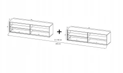 Wisząca Szafka Loft Komoda RTV grafit MAT 300 cm