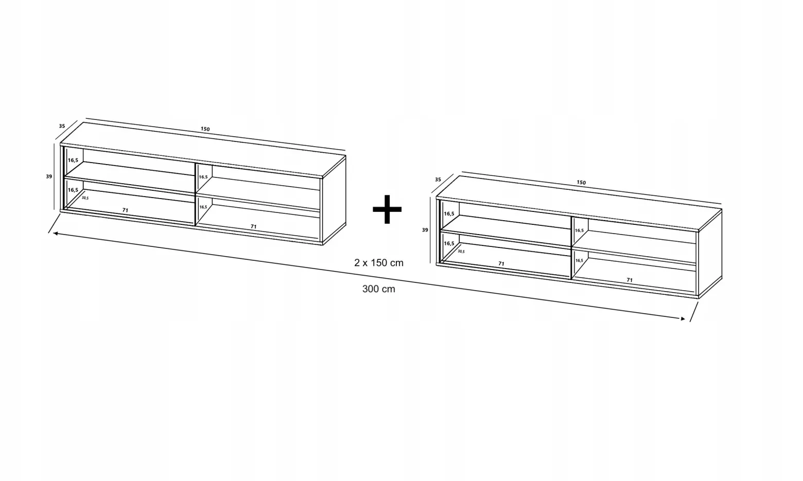 Wisząca Szafka Loft Komoda RTV grafit MAT 300 cm